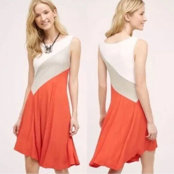 Maeve Anthroplogie Cameron Color Block Asymmetrical Dress Women's Size Small - Picture 1 of 7